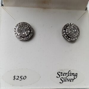 Genuine Diamond Pave (1/5 CTTW) Stud Earrings NWT